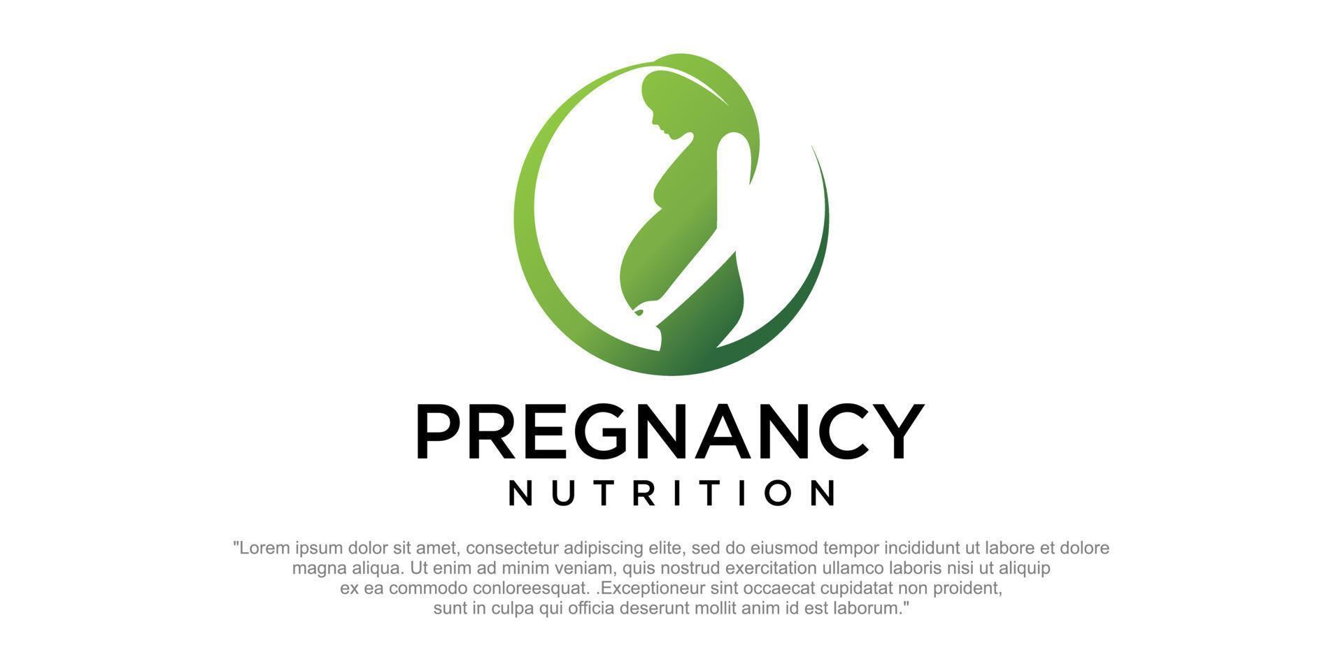 pregnant women vitamins combination pregnant mother and leaf  logo design vector