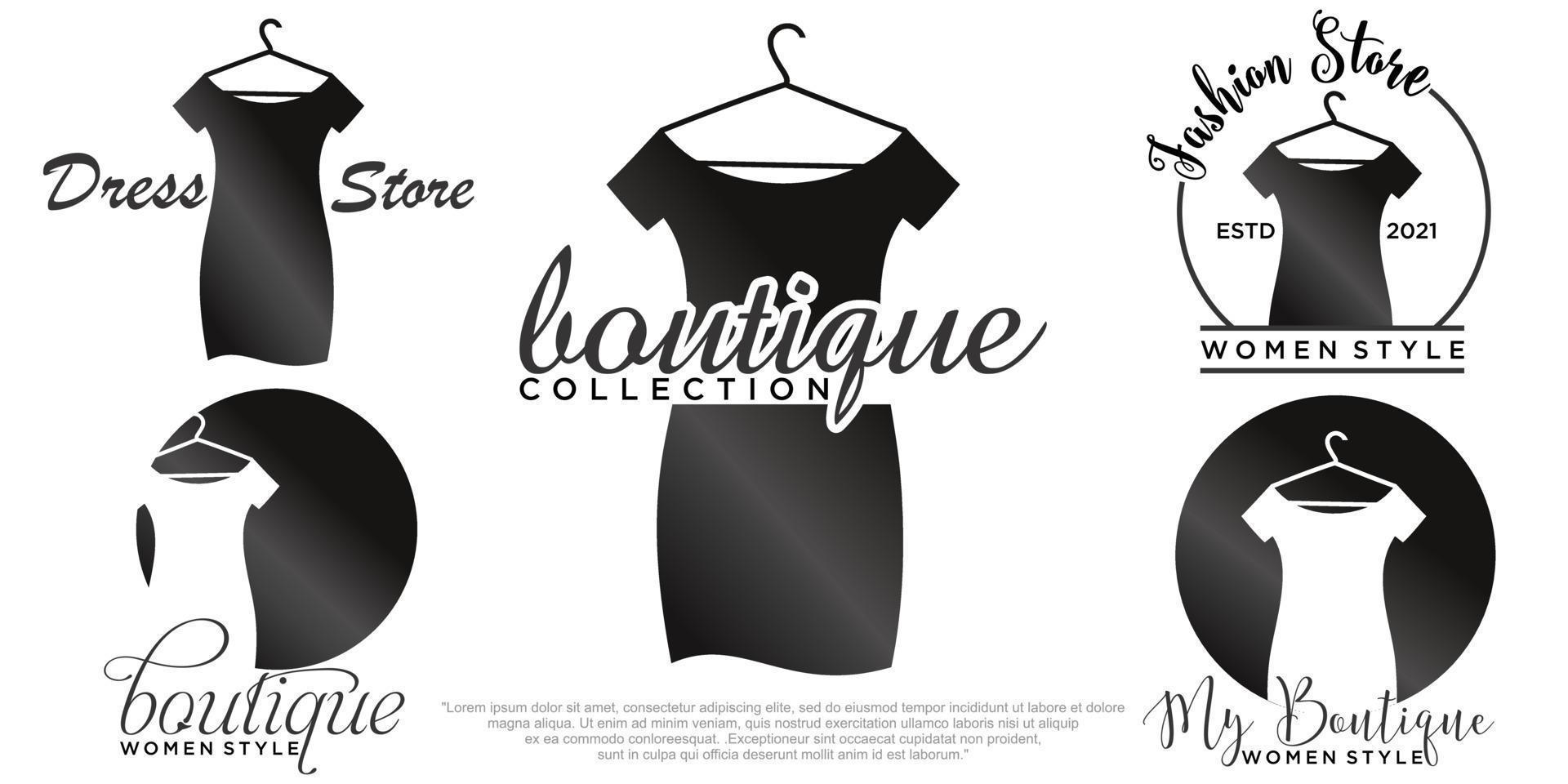 fashion boutique and store  icon set logo design vector