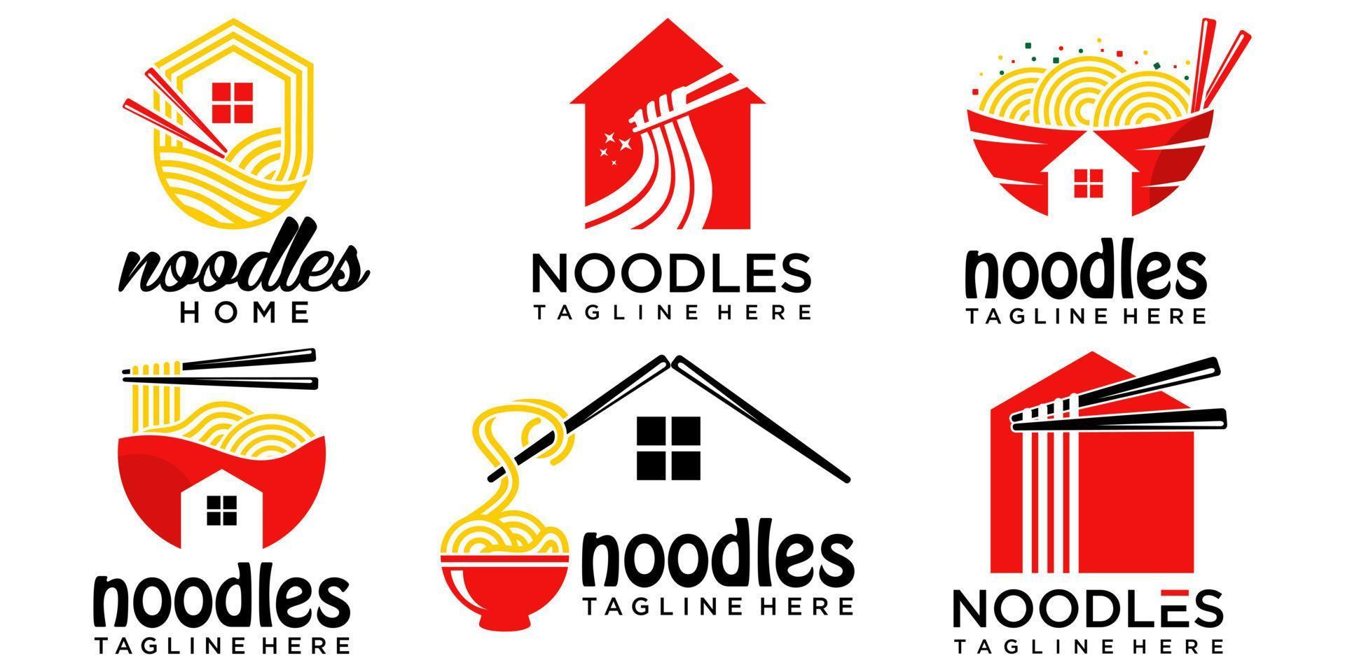 Noodle House Chinese Restaurant and Food icon set Logo Vector icon
