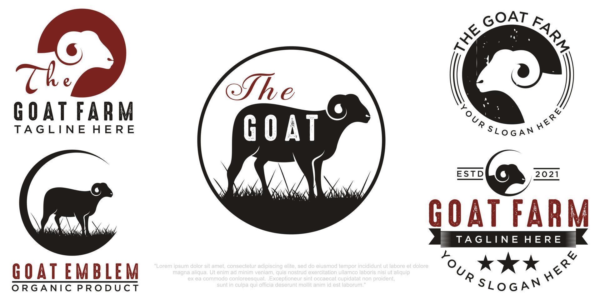 goat vintage icon set logo design vector