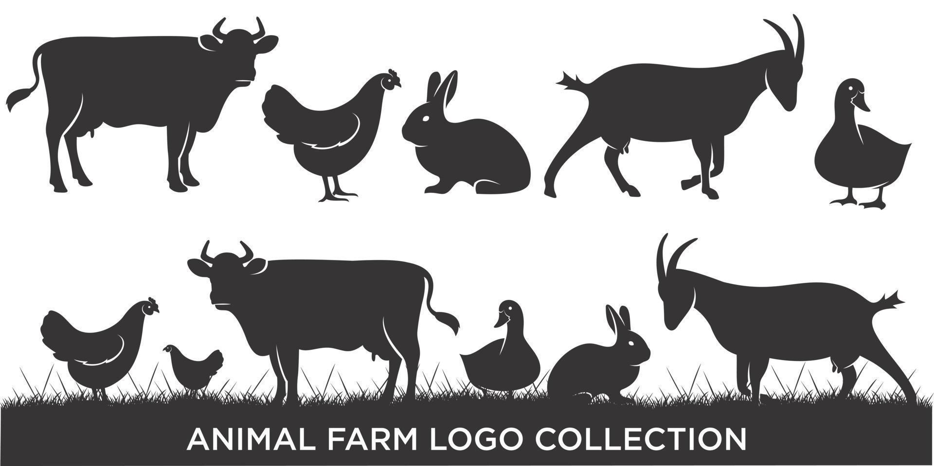 inspiración del logotipo del conjunto de iconos de animales de granja. diseño plano. concepto de ilustración vectorial vector