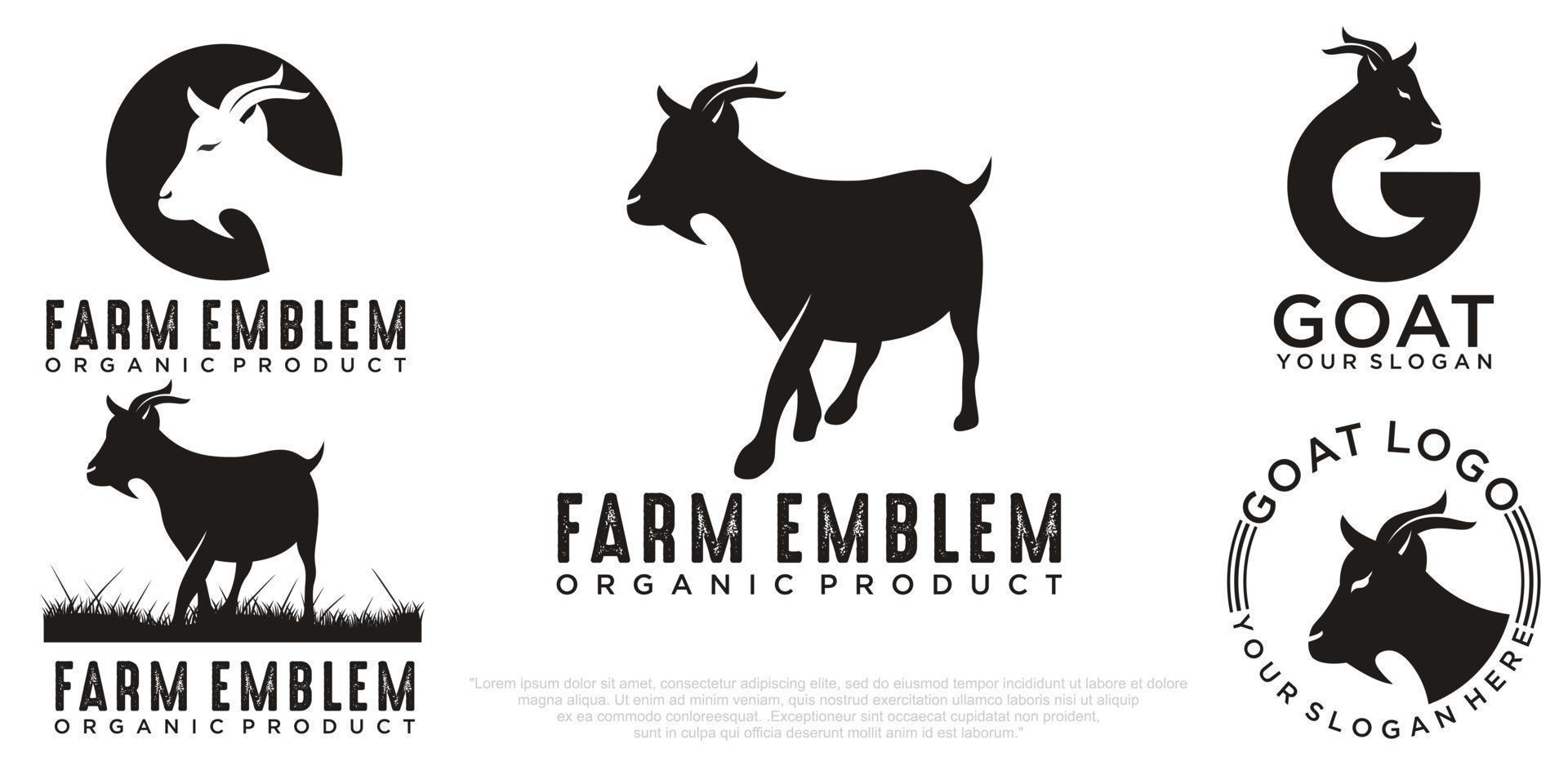 set of goat logo design vector