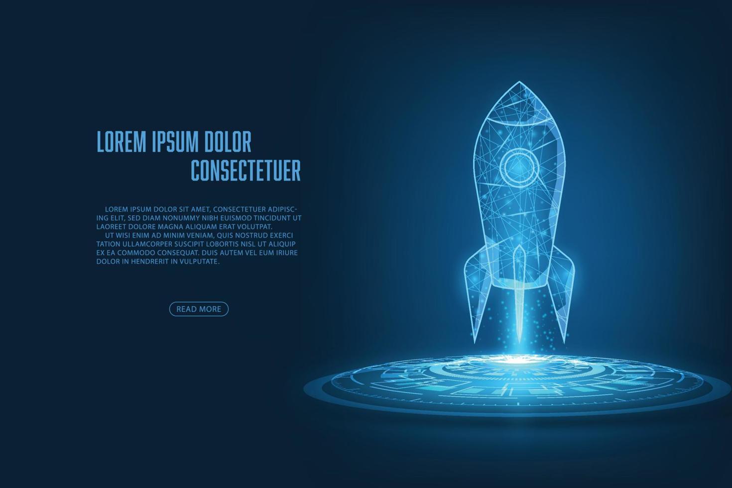 Vector start up concept. Rocket with circuit abstract background.