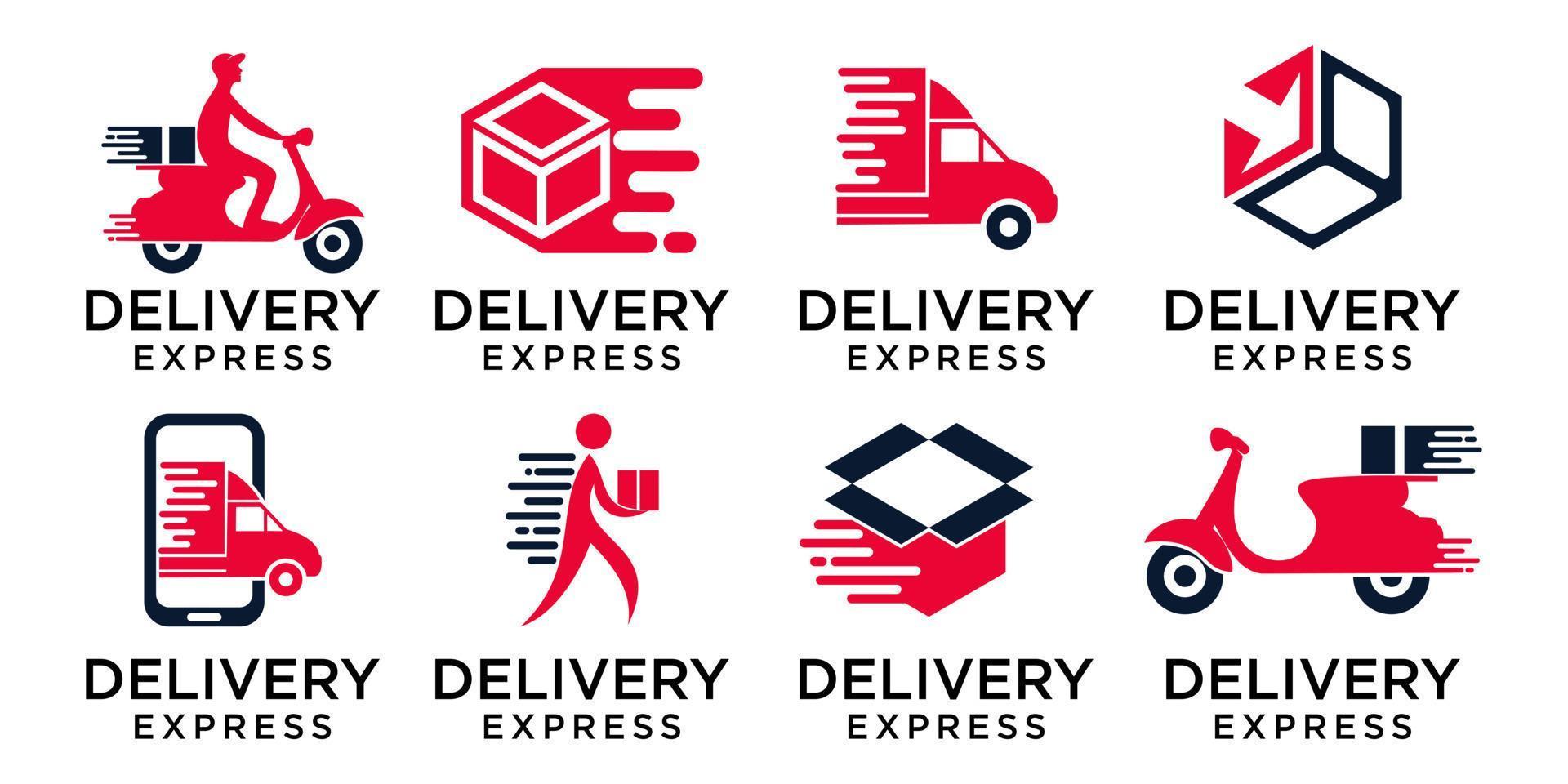 Collection of fast delivery logo templates vector