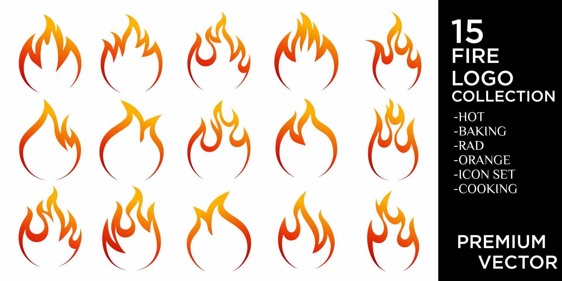 Fire flames, icon set logo design vector