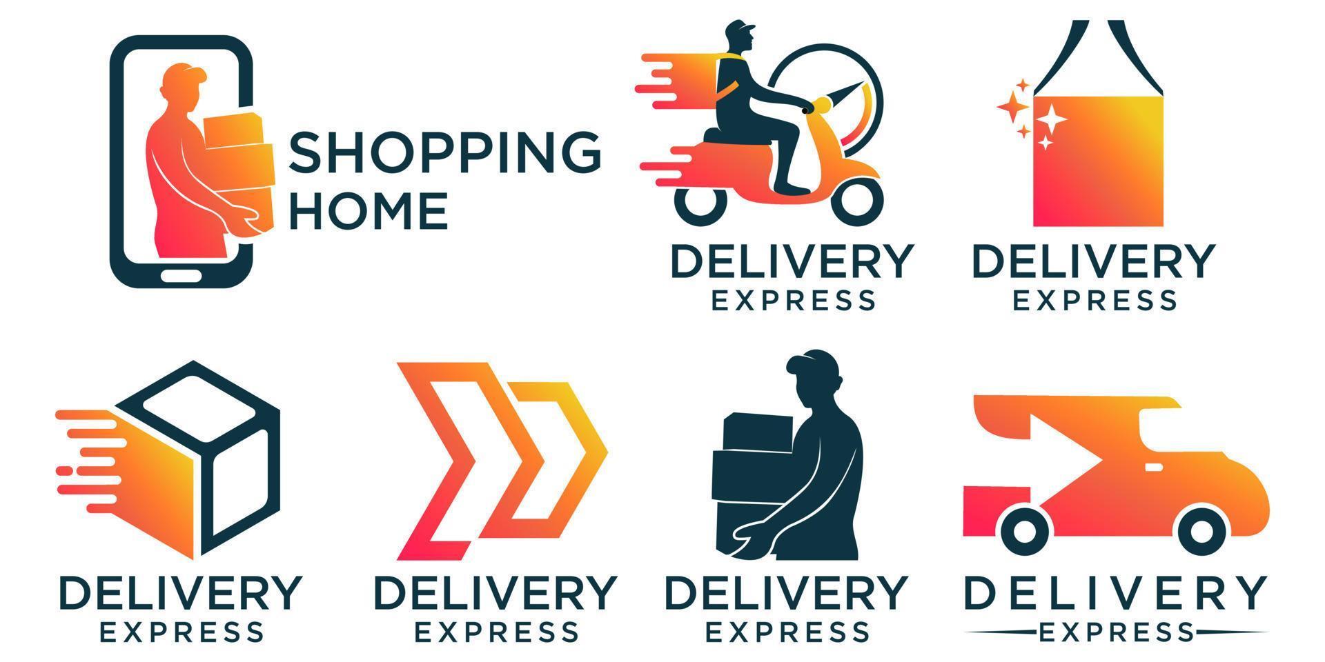 Vector set delivery, icons, logo and illustrations