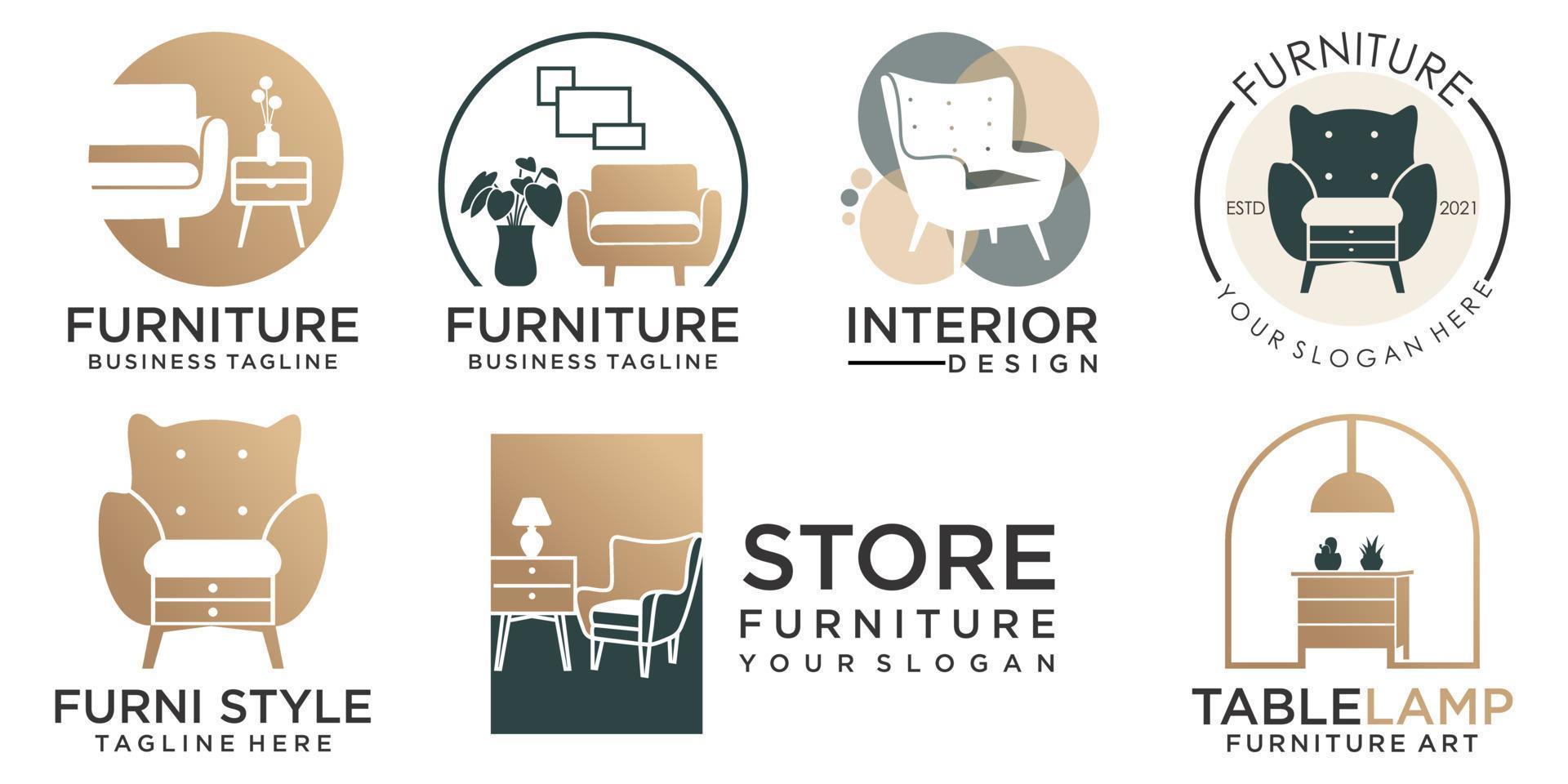 furniture icon set logo creative company logo design template . vector