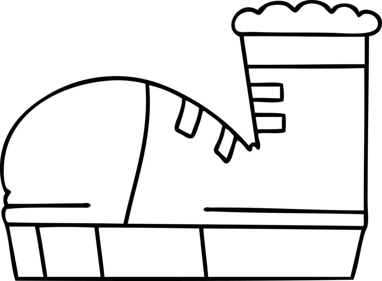 quirky line drawing cartoon sneaker vector