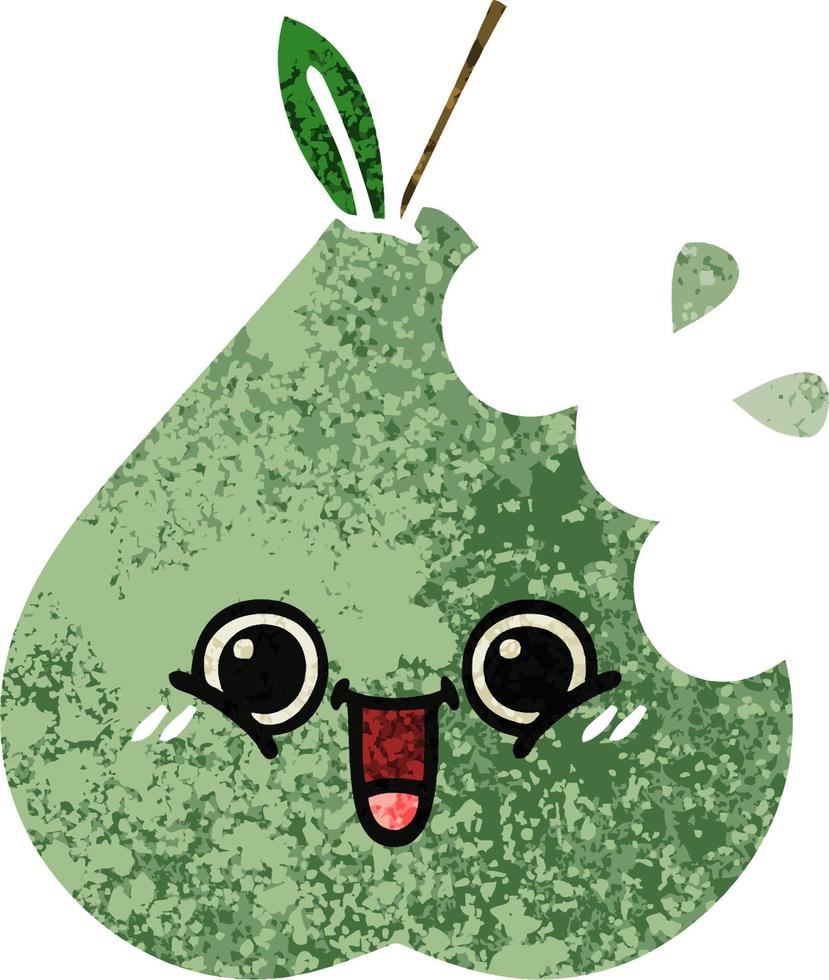 retro illustration style cartoon green pear vector