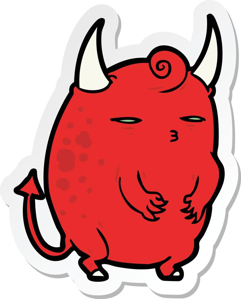 sticker of a cartoon halloween devil vector