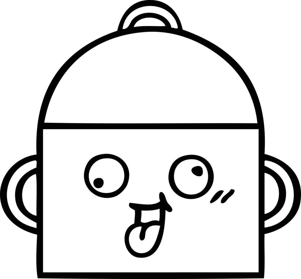 line drawing cartoon cooking pot vector