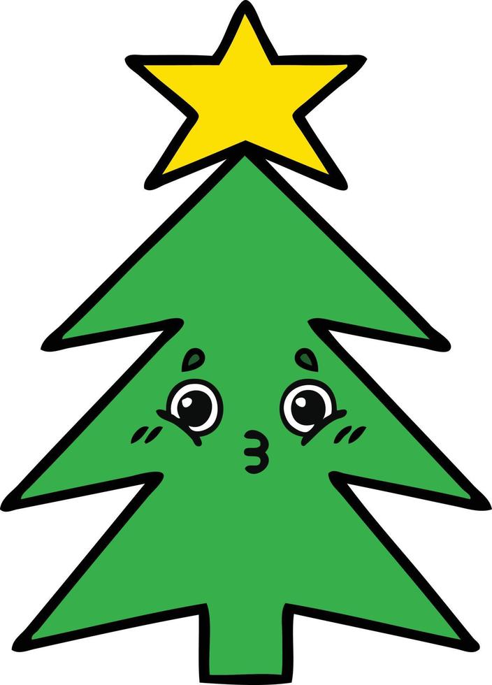 lindo árbol de navidad de dibujos animados vector