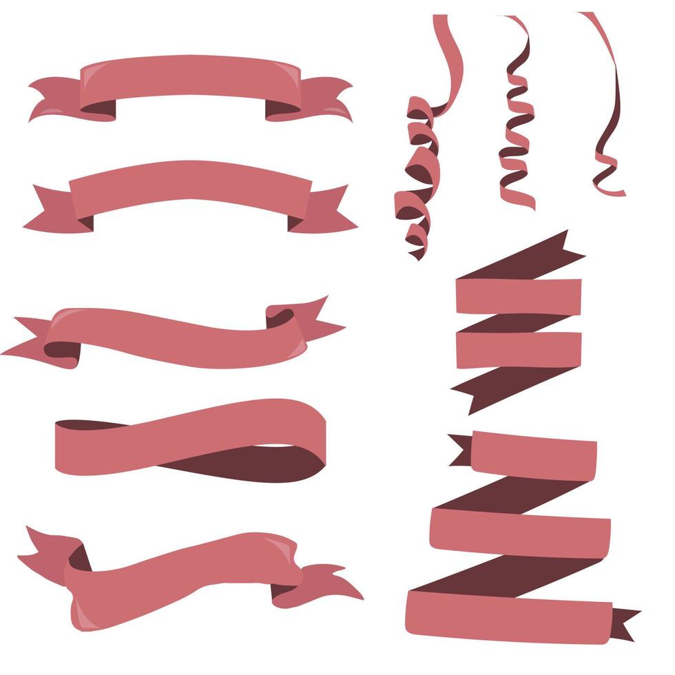 red ribbon object on white background vector