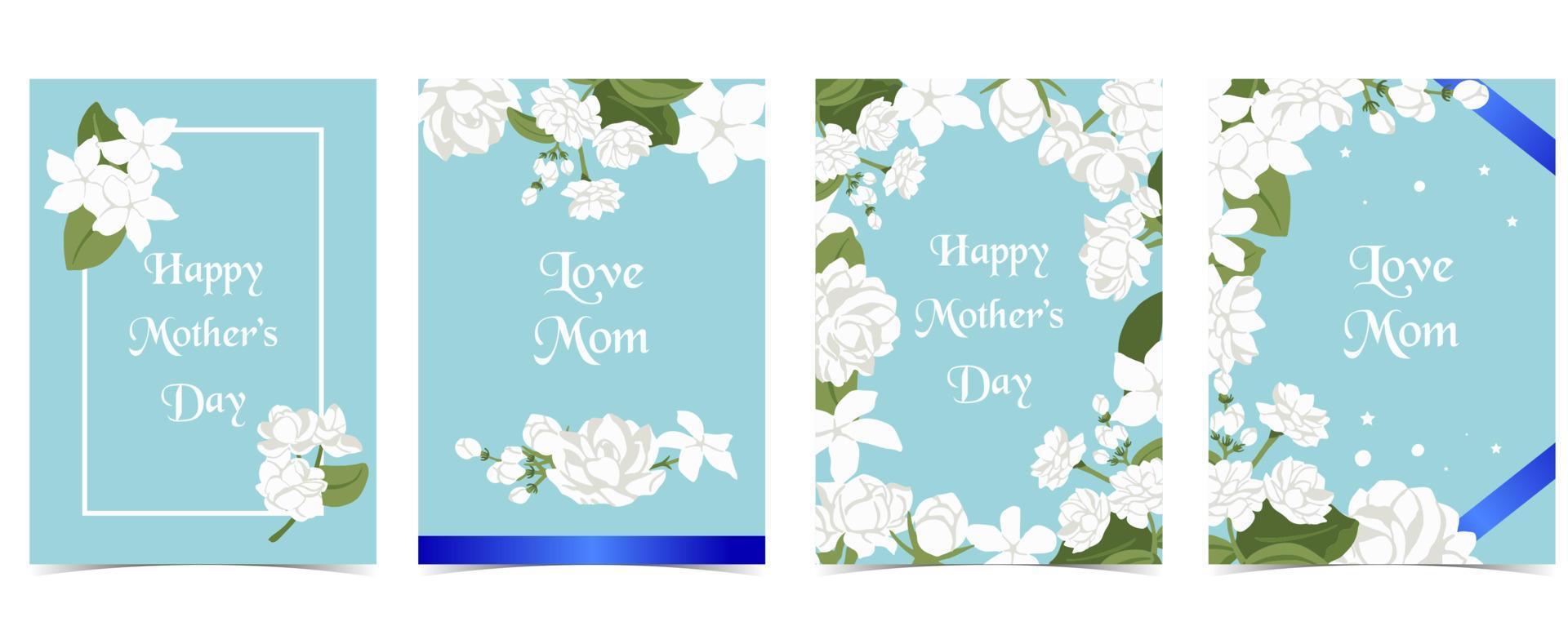 mother's day invitation with jasmine and ribbon vector