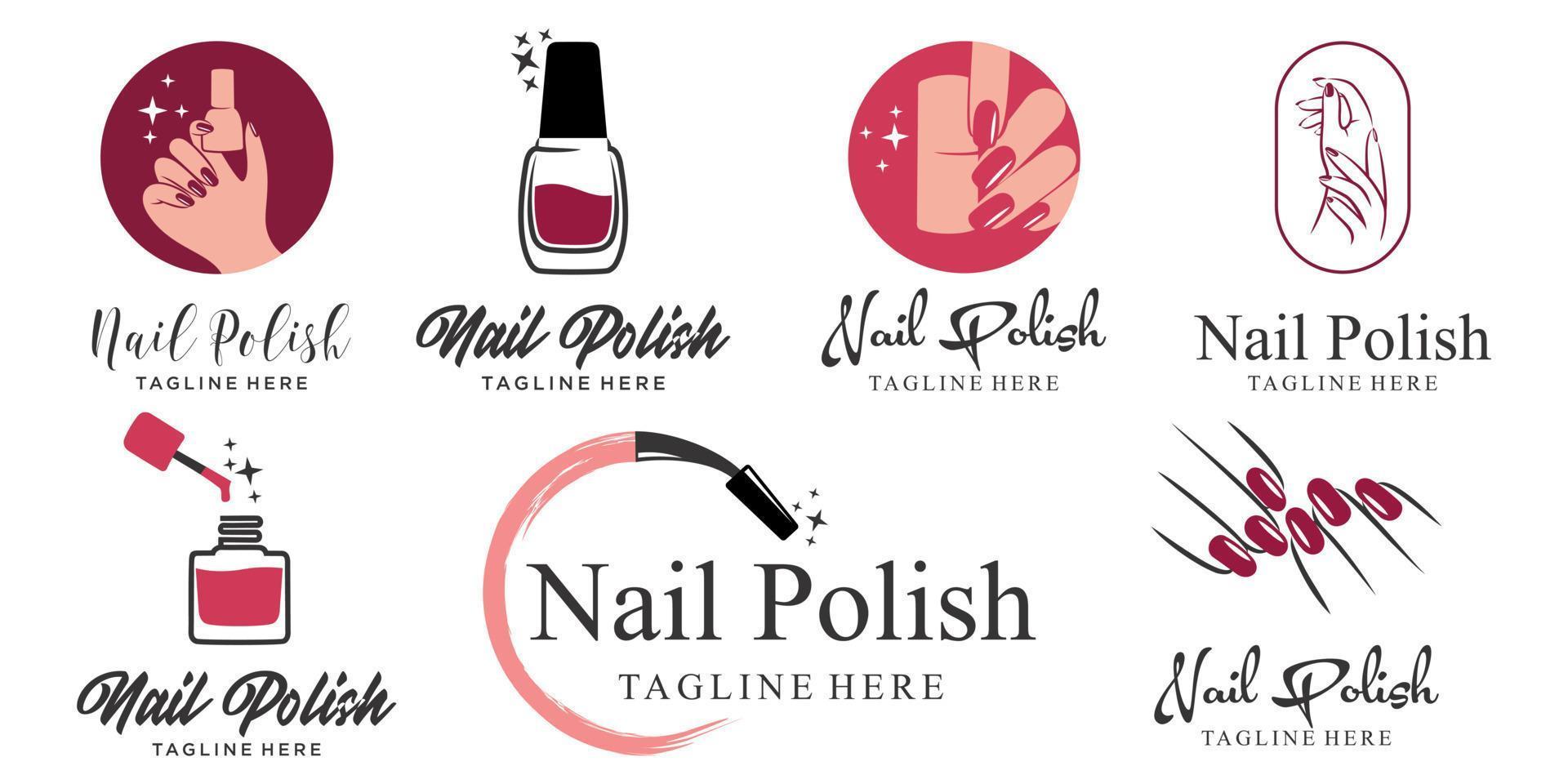 Nail studio or nail polish icon set  logo design vector