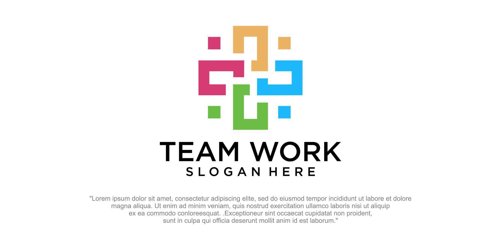 Human Figure Team Work Logo Template Illustration Design. vector