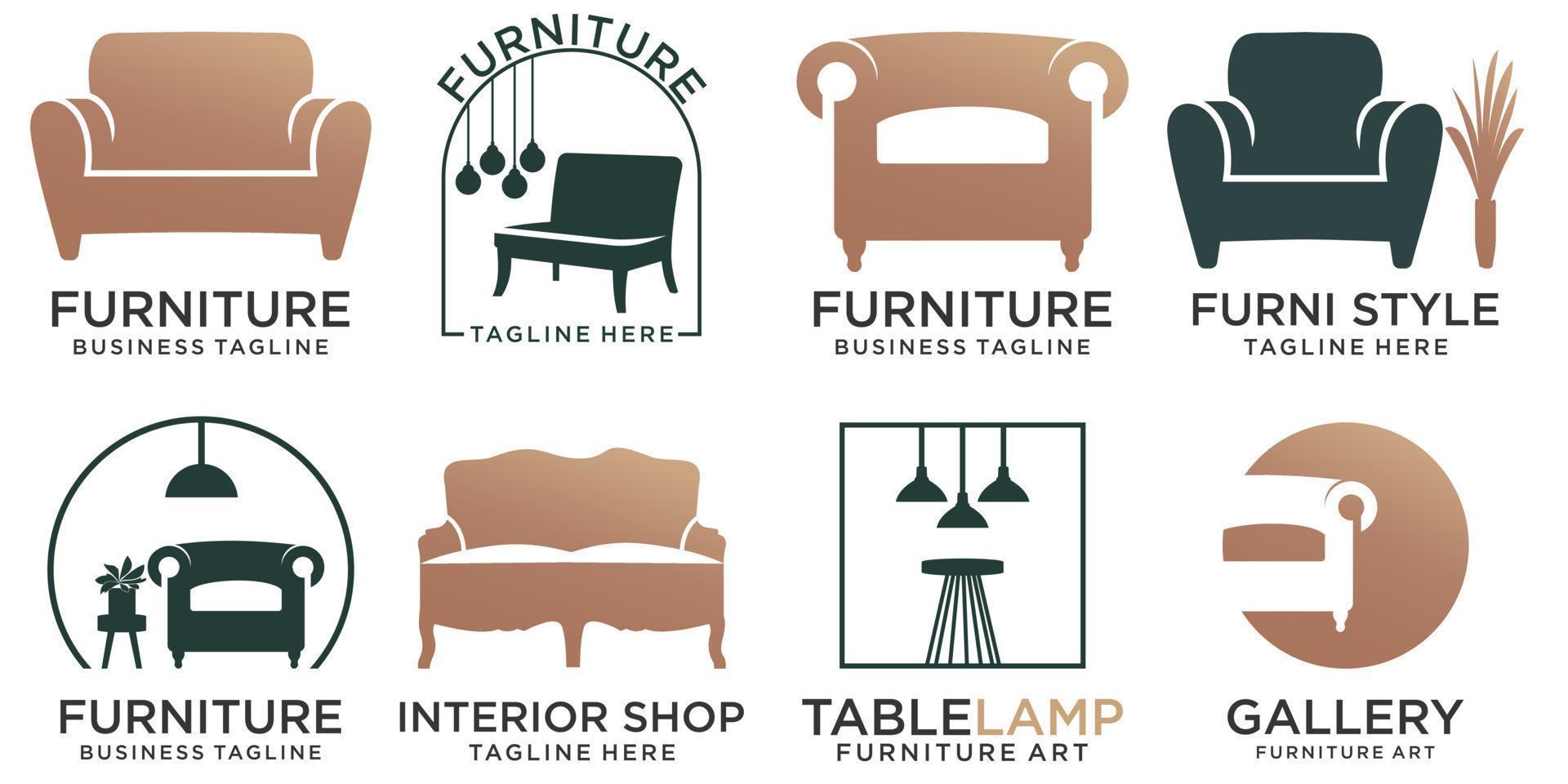 logotipo de conjunto de iconos de muebles con plantilla de diseño de concepto moderno vector