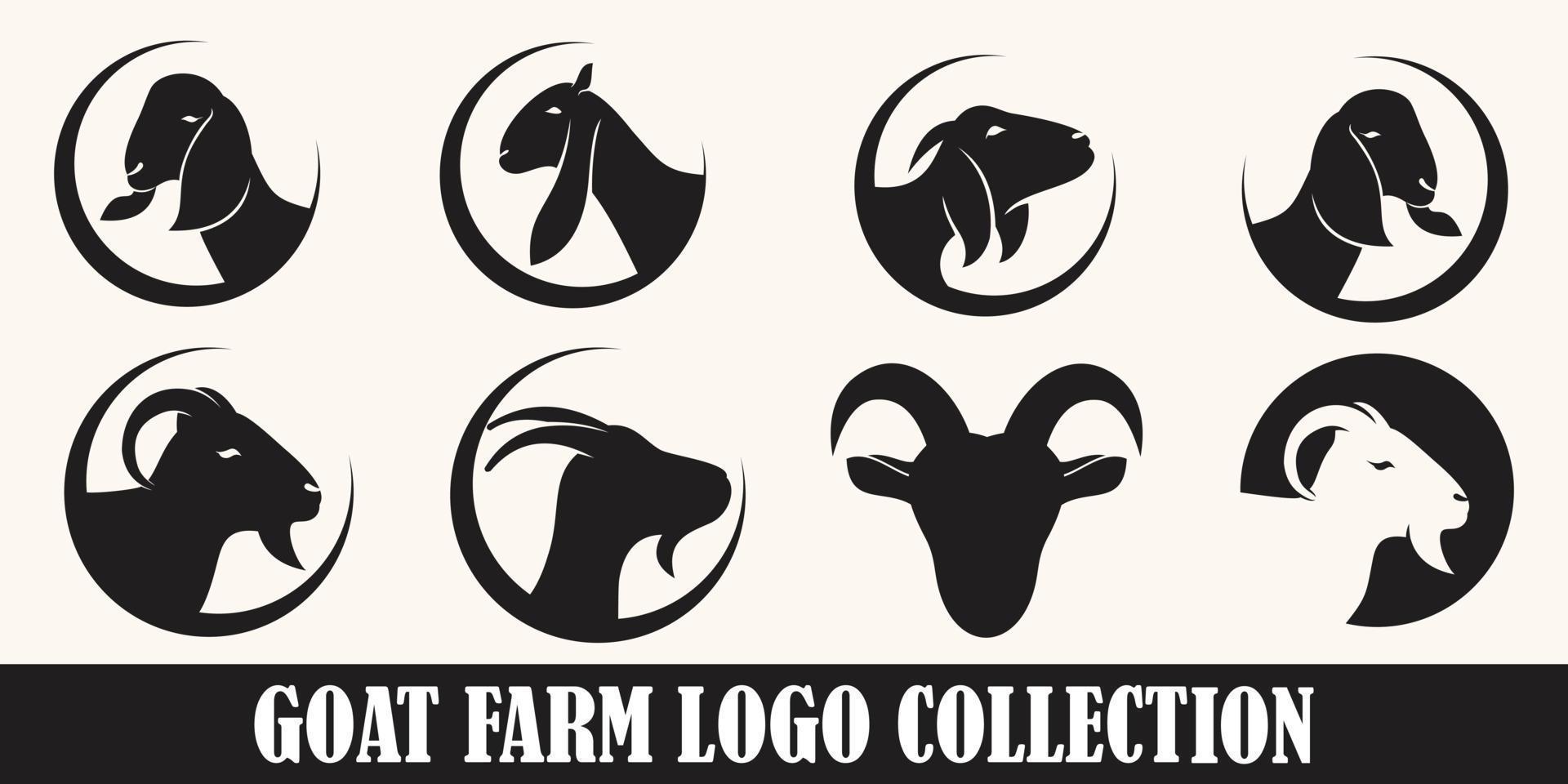 goat farm field vector icon set logo design simple flat style template