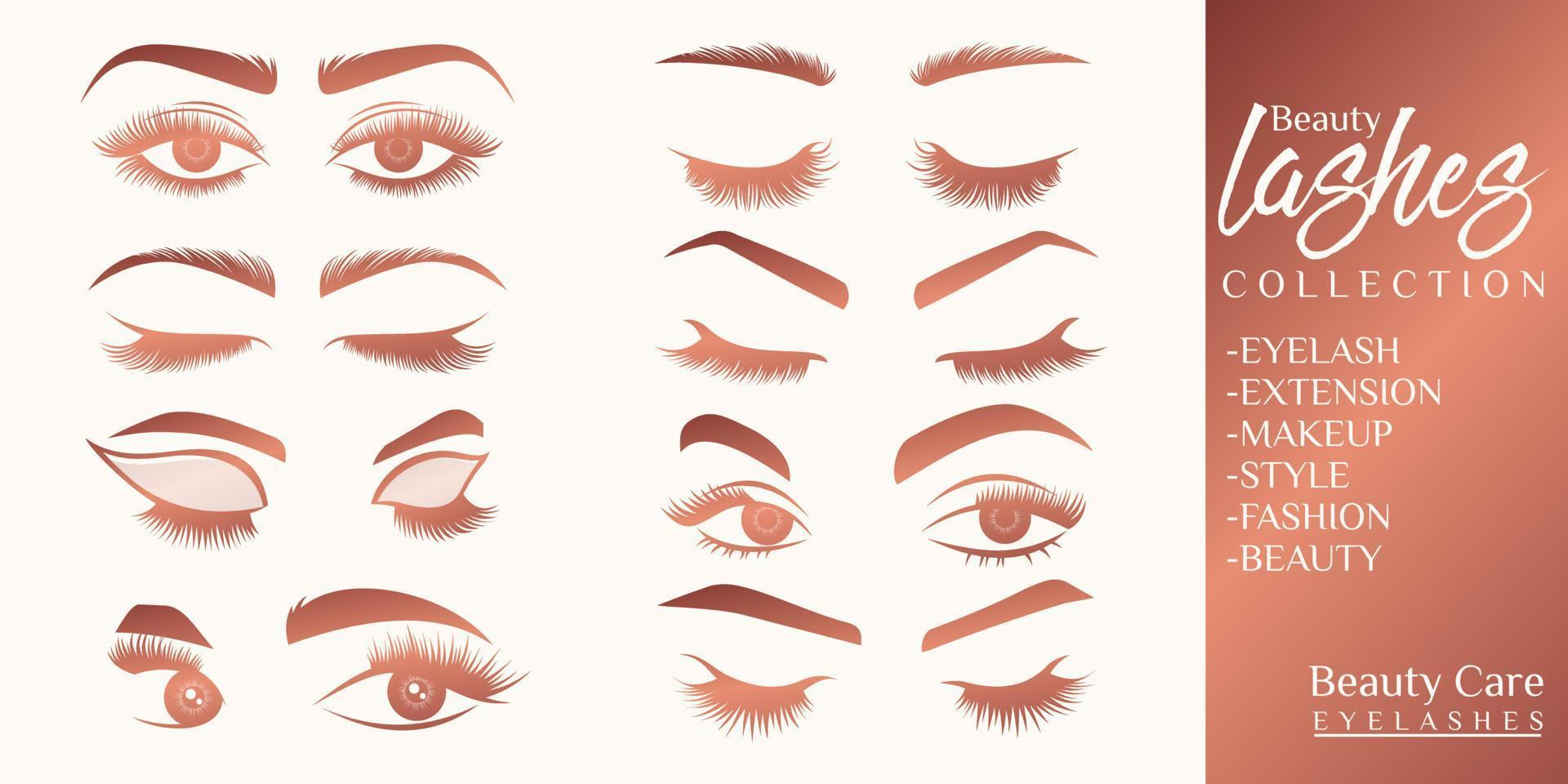 beauty eyelash icon set logo design vector