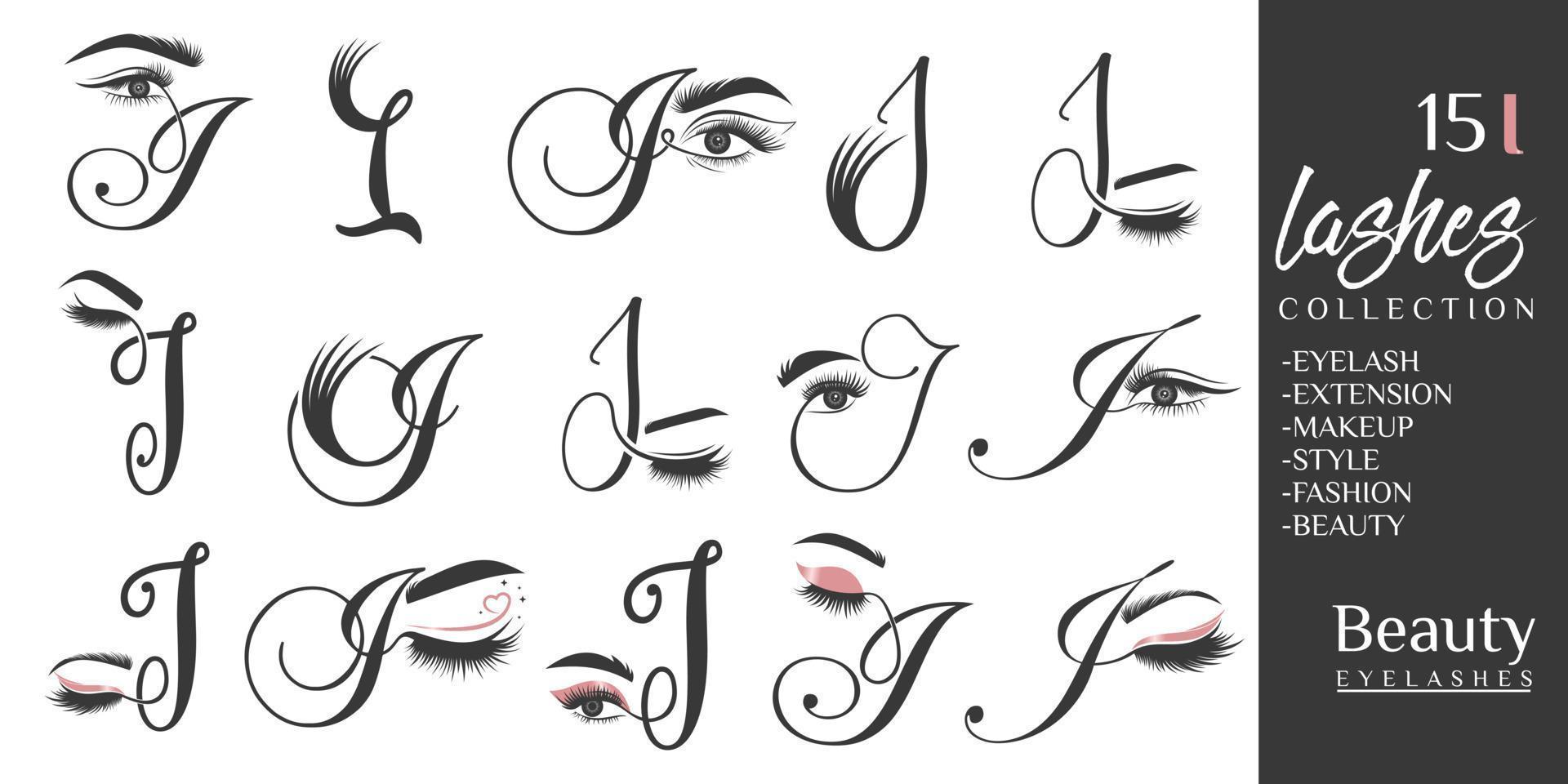Eyelashes logo with letter I concept vector