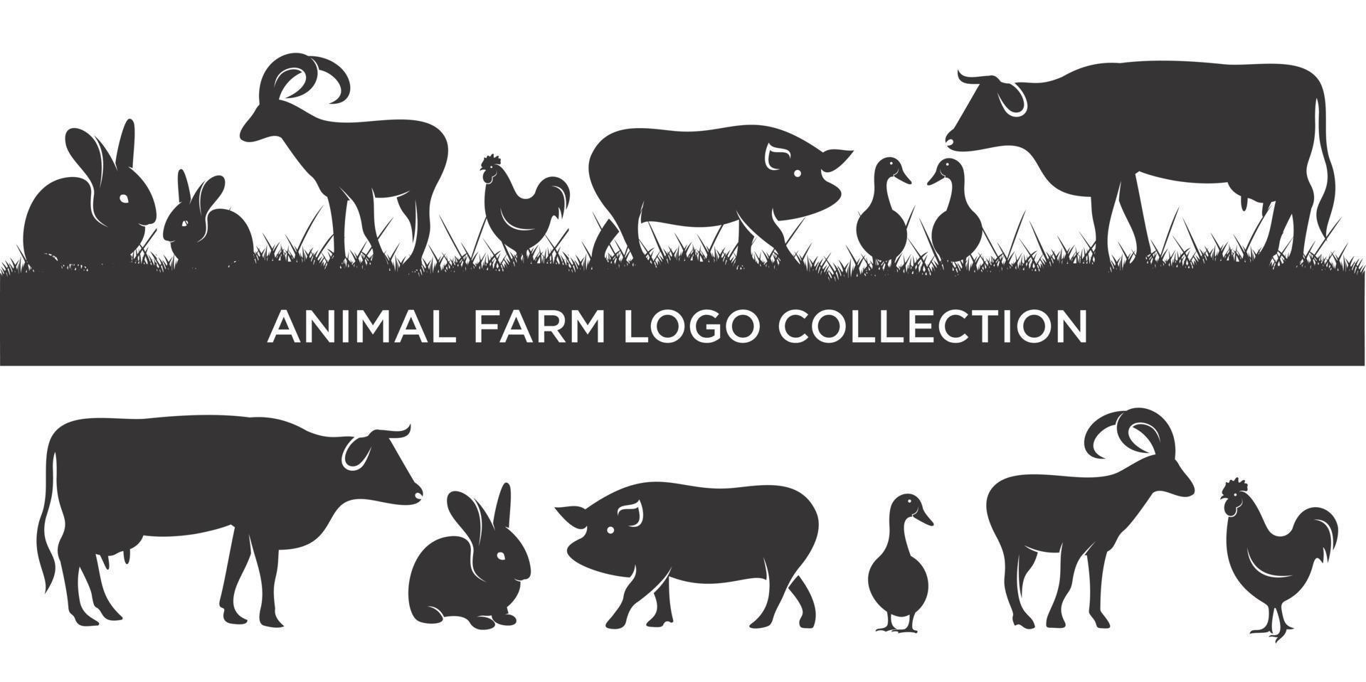 conjunto de inspiración para el logo del ganado. plantilla de diseño de animales de granja. concepto de ilustración vectorial vector