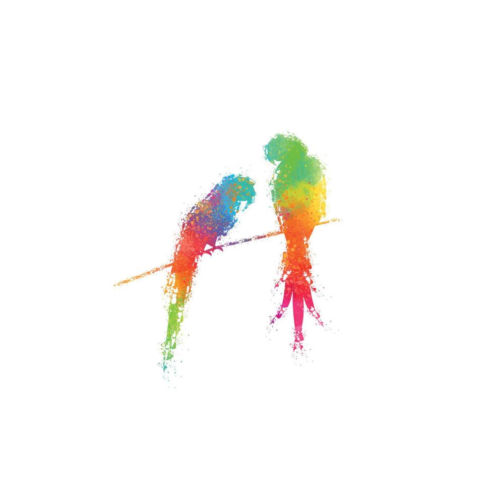 Cute birds in love vector illustration wall art shirt design