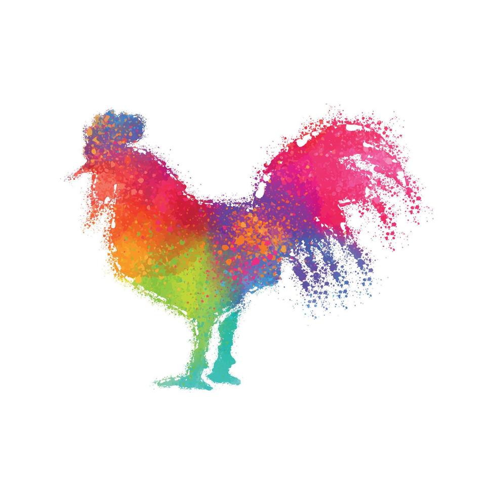 Colorful Cock vector illustration digital art print shirt design