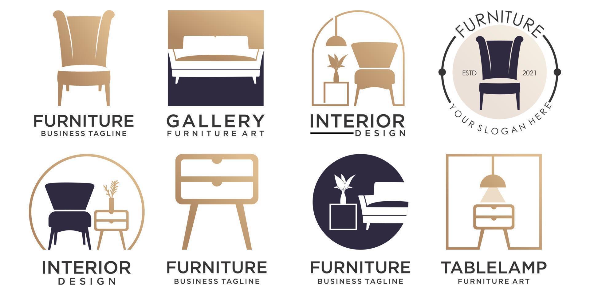 inspiración para la colección de logotipos de muebles minimalistas vector