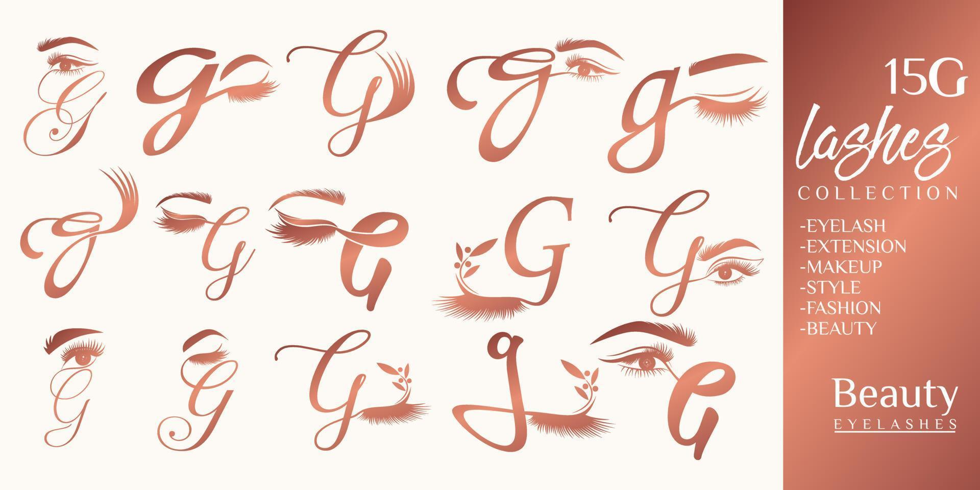 Eyelashes logo with letter G concept vector