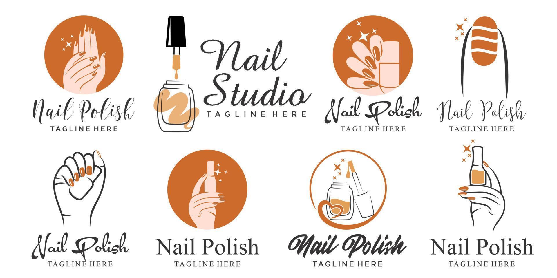 Nail logo collection with creative and unique element concept vector