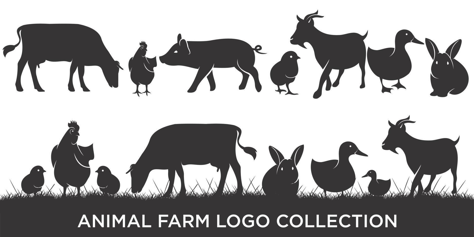 conjunto de logotipos e insignias de ilustración vectorial animales de granja. insignias de animales de granja vector