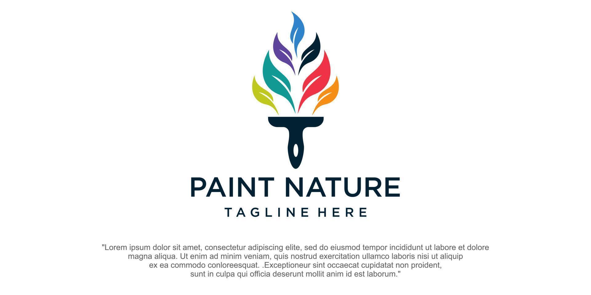 paint logo design vector with combination leaf.logo inspiration
