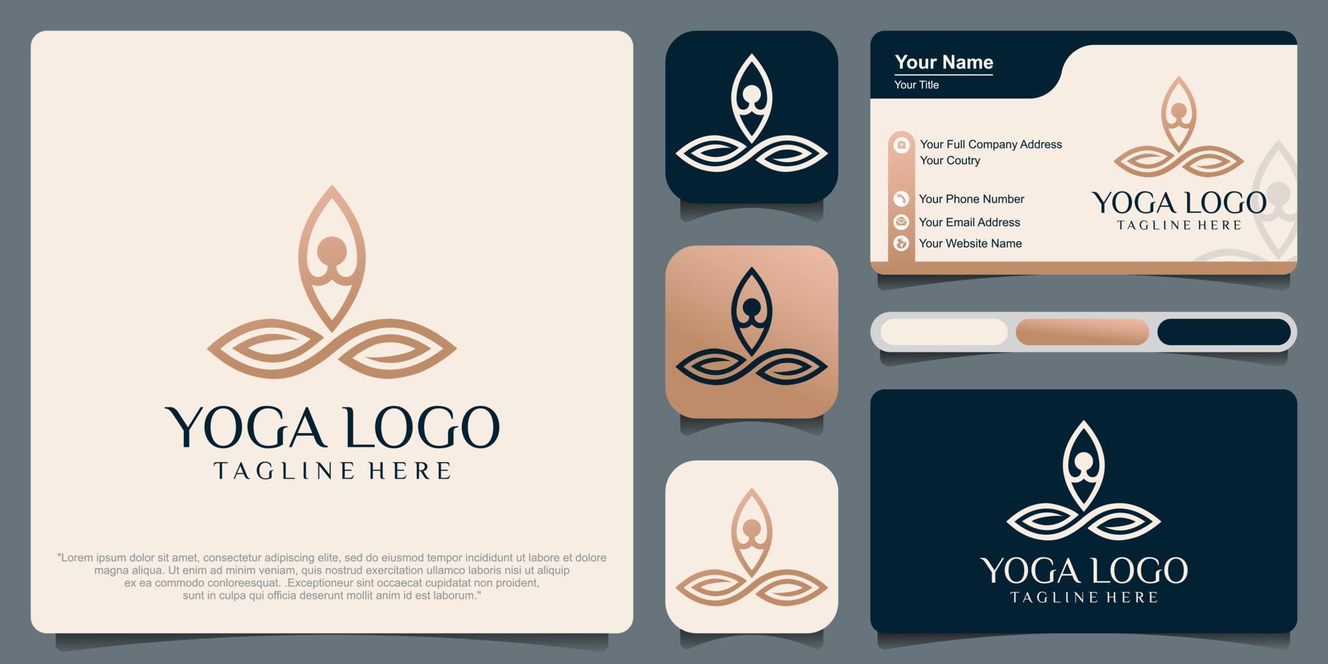 Stylized human yoga shape in abstract lotus symbol logo design Vector