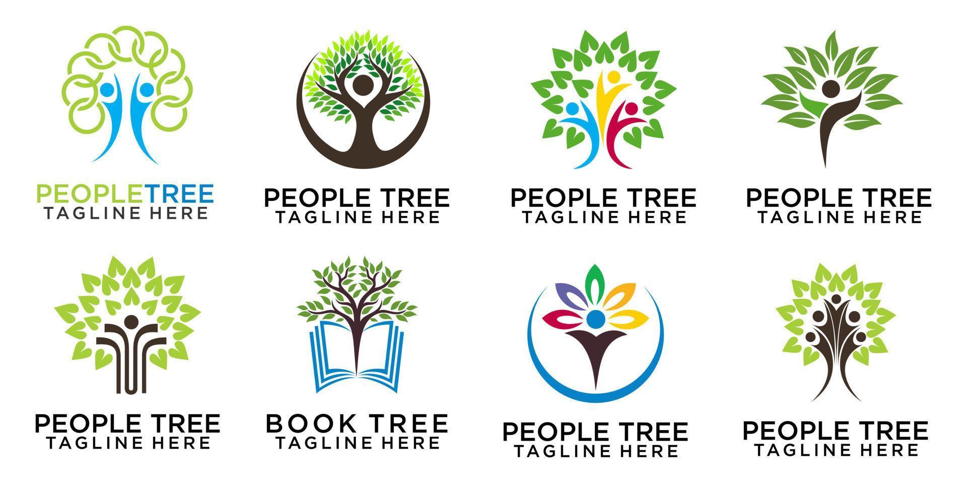 logotipo de árbol con diseño de personas para plantilla de logotipo vectorial vector