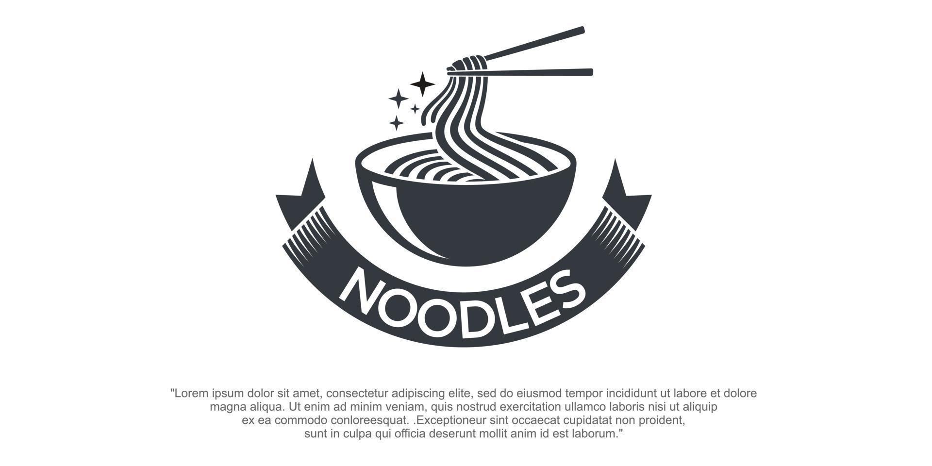 vintage  noodle logo design. Noodle and bowl vector