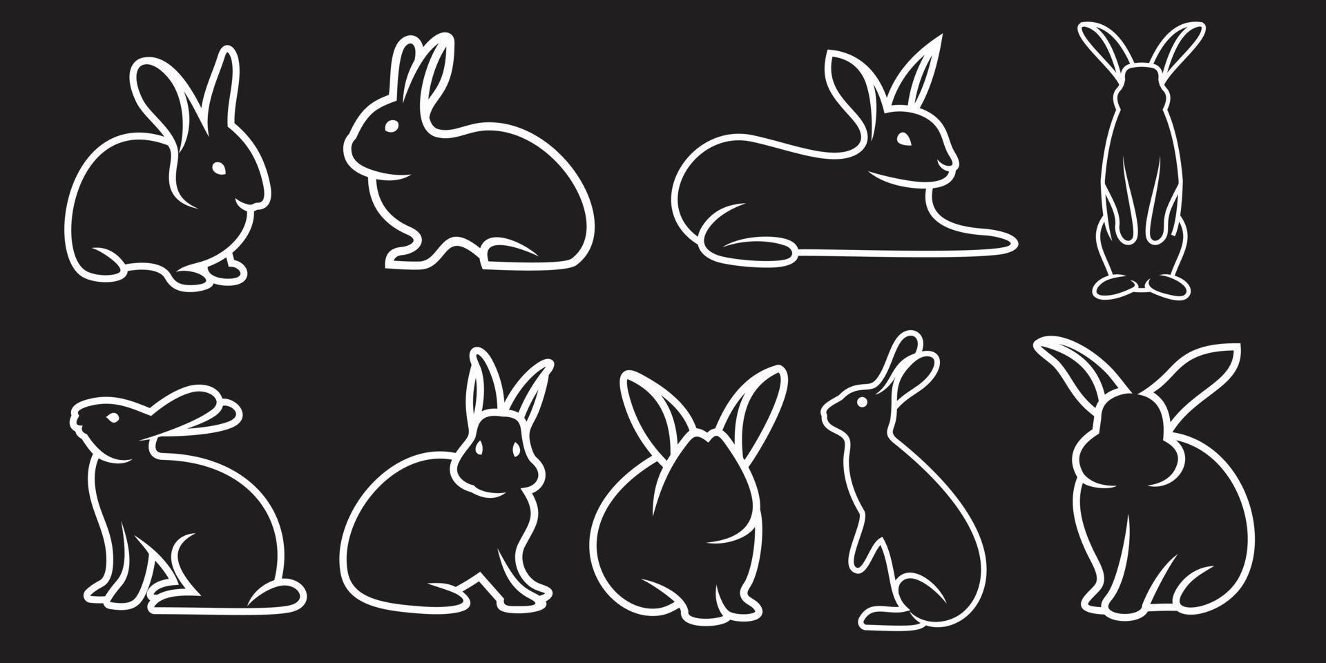 diseño de ilustración de icono de vector de plantilla de logotipo de conejo de colección