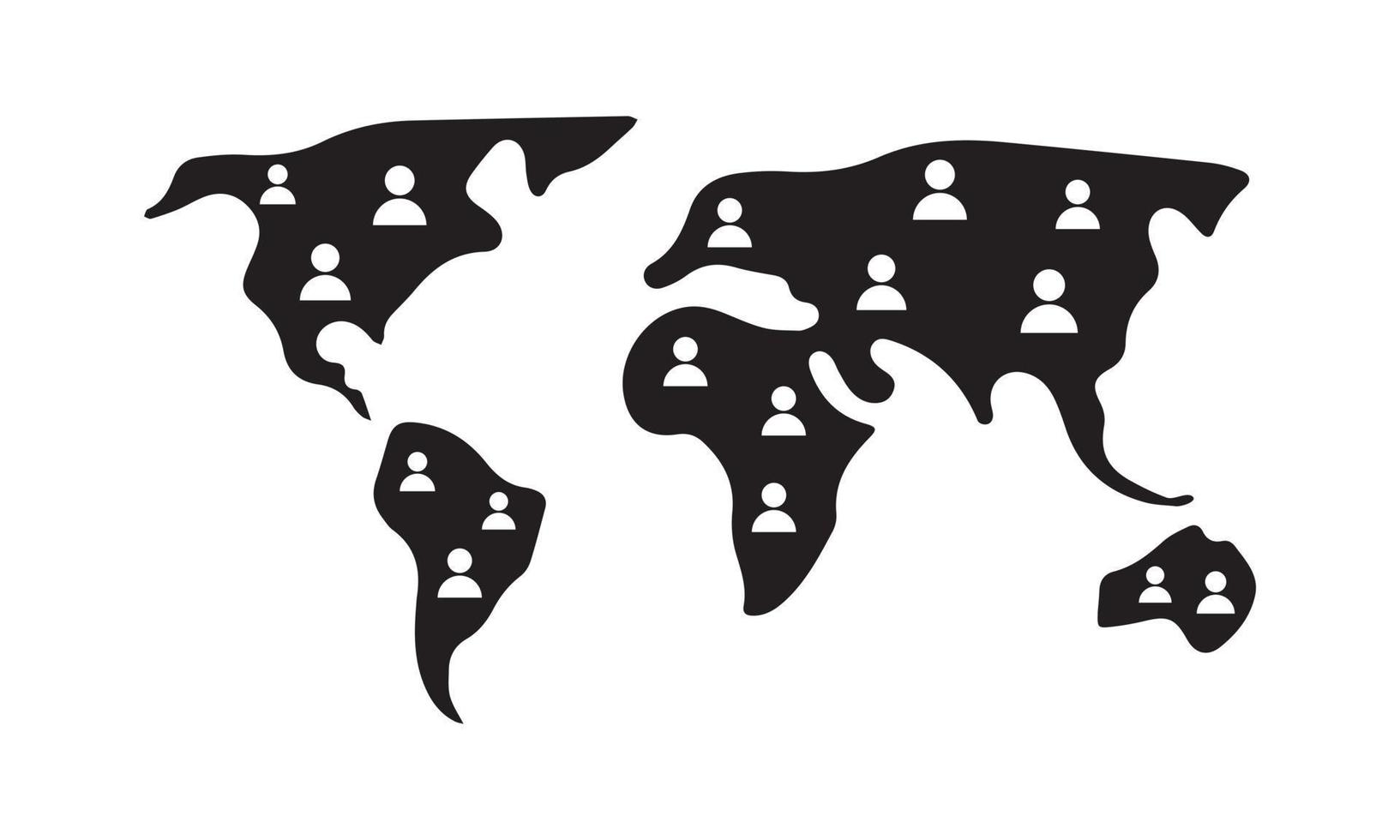 global collaboration people on world map background. vector illustration.