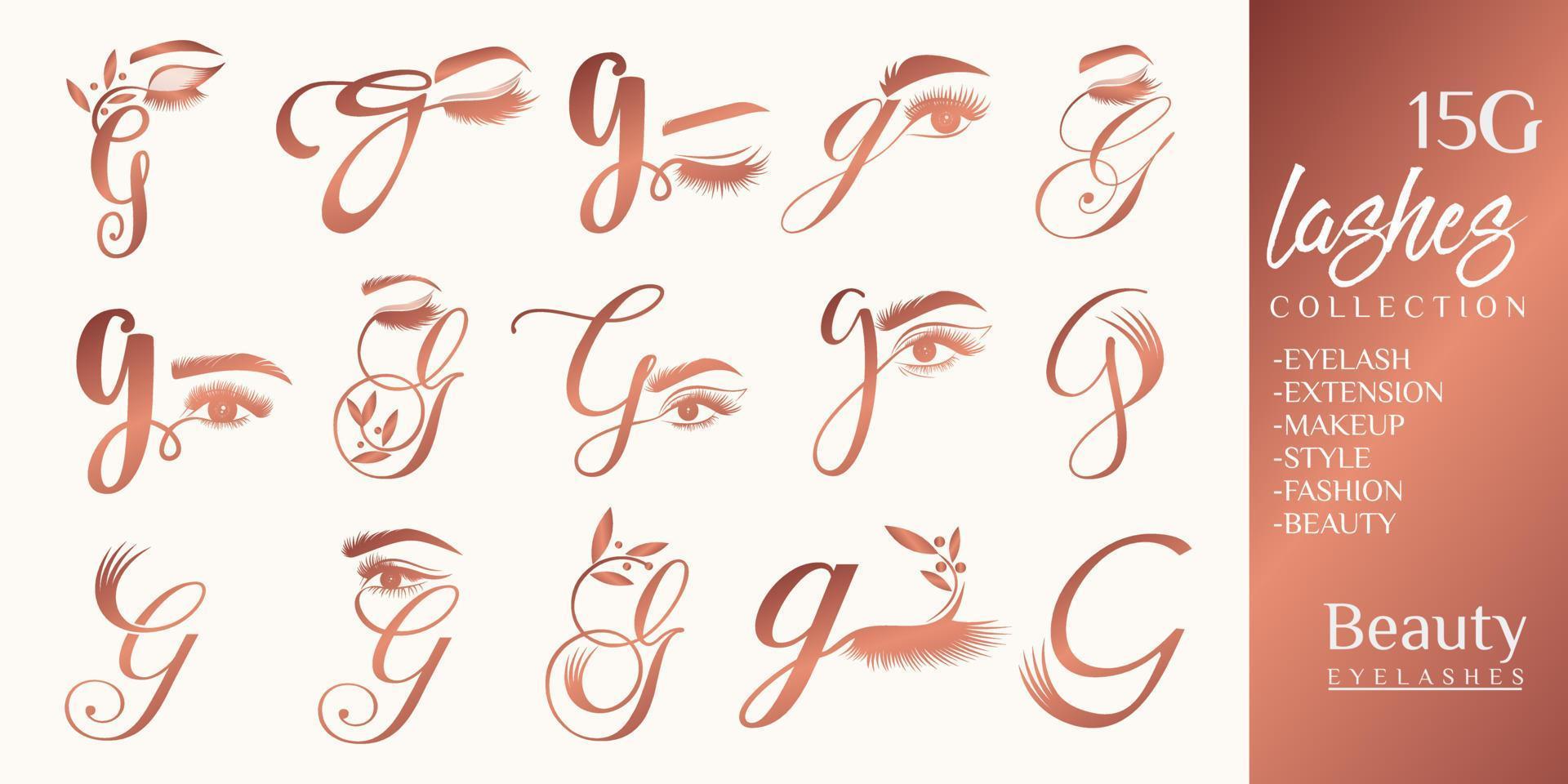Eyelashes logo with letter G concept vector