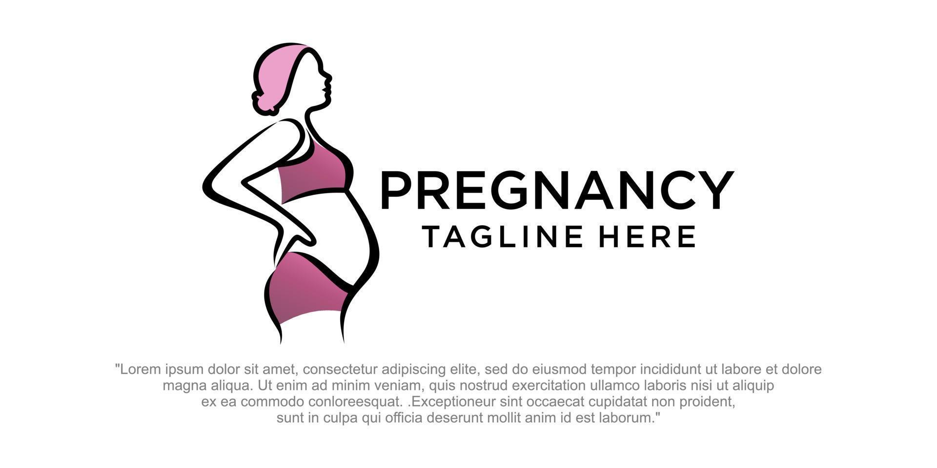 Beautiful pregnant profile mother .  Woman vector illustration.
