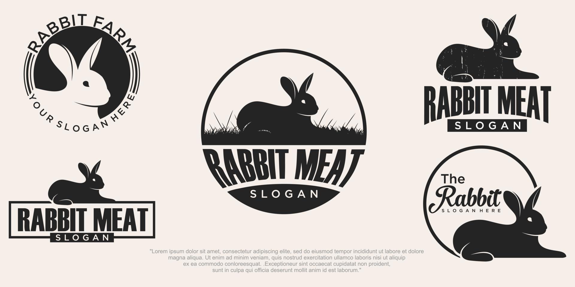 Rabbit Logo Design Template Icon set  Retro Vector Illustration