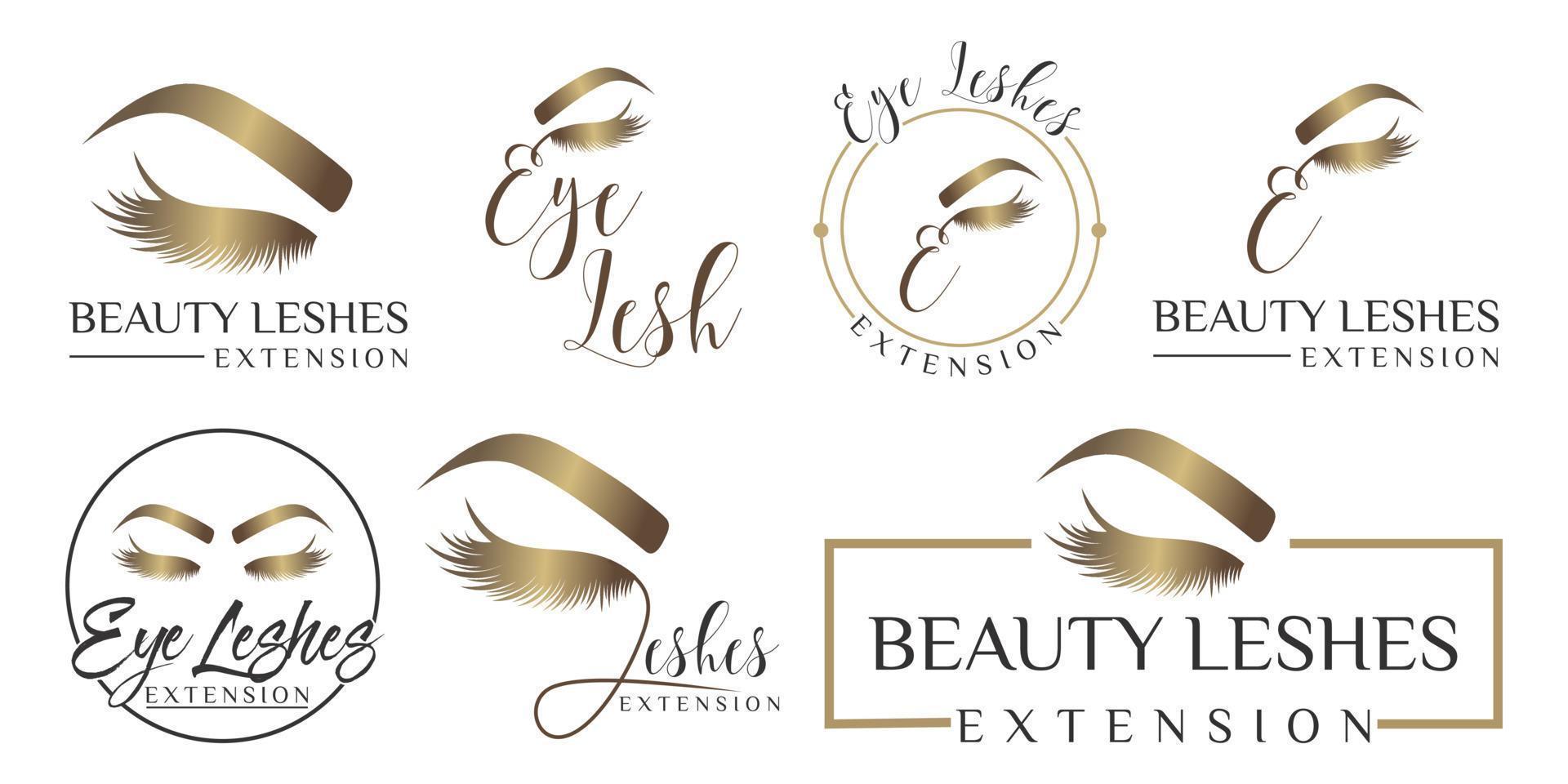 Luxury beauty eyelashes icon set logo design vector