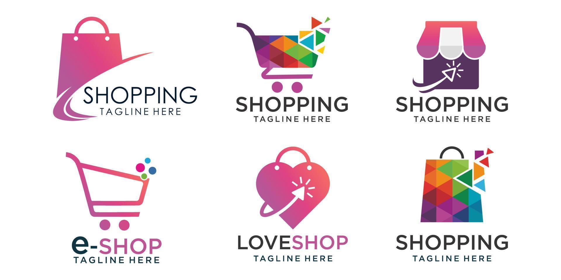 Online Shop icon set Logo designs . vector
