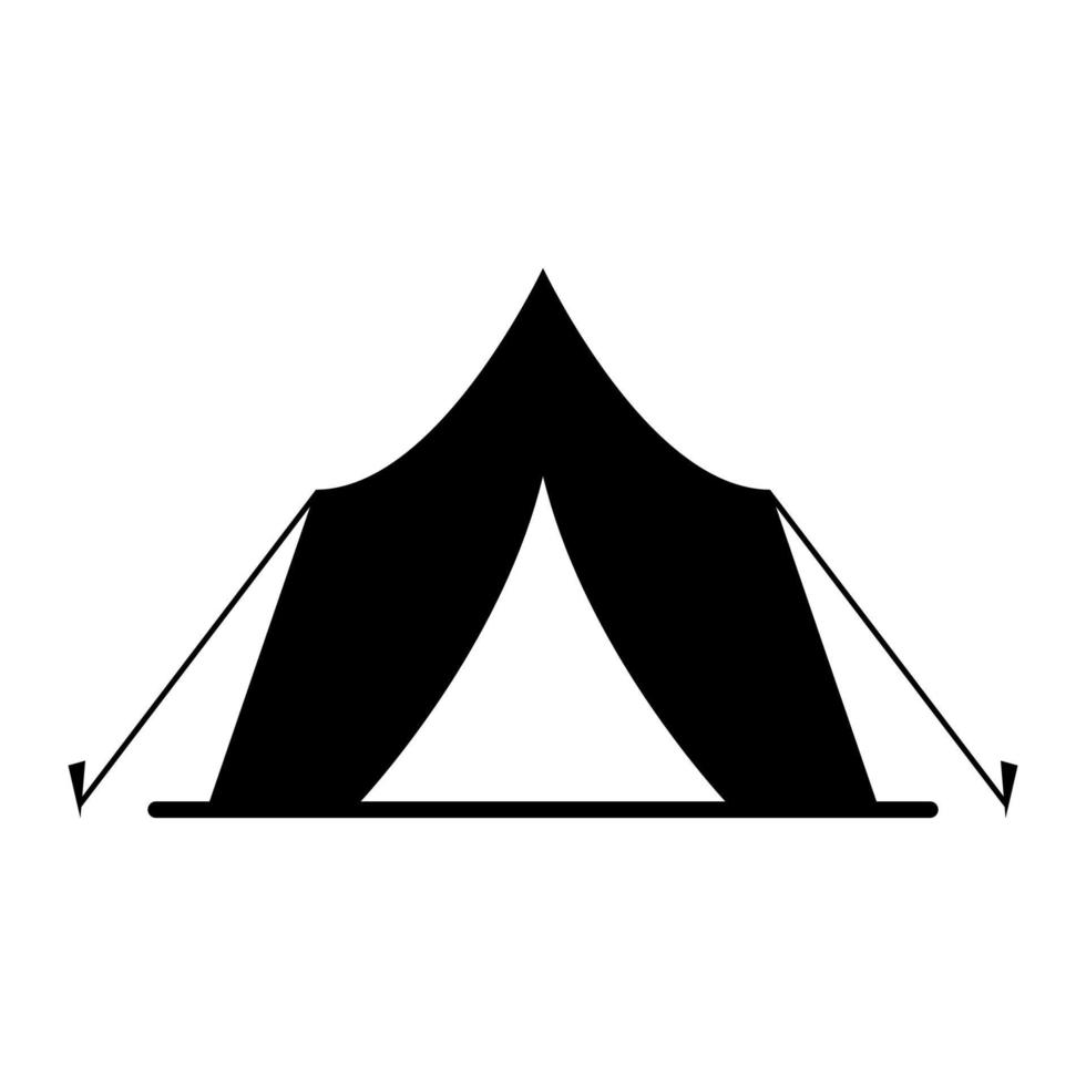 Camping Tent Black Silhouette Icon. Tourist Shelter Outdoor Relaxation Glyph Pictogram. Campaign Trip Fun Activity Flat Symbol. Tourism Leisure Adventure Tent. Isolated Vector Illustration.