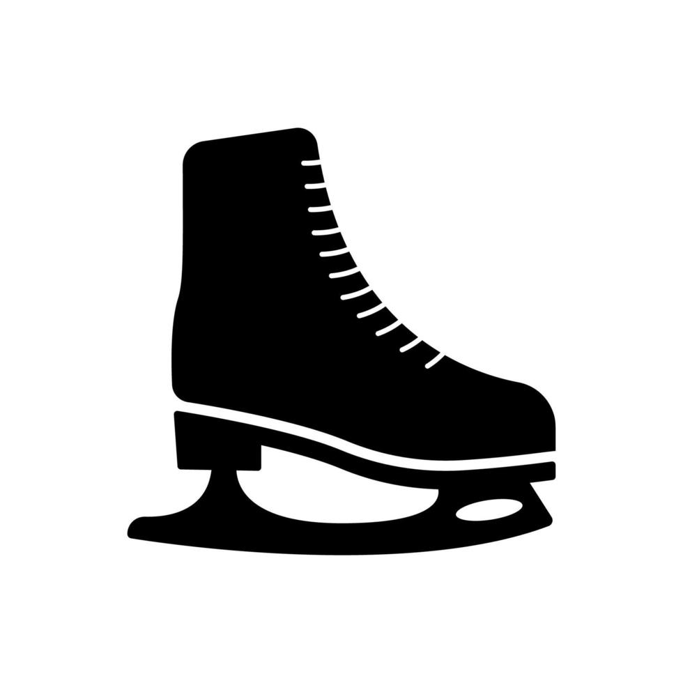Ice Skate Black Silhouette Icon. Figure Skating Equipment Boot for Rink Glyph Pictogram. Sport Training Hockey Game Flat Symbol. Shoe for Winter Leisure Healthy Activity. Isolated Vector Illustration.
