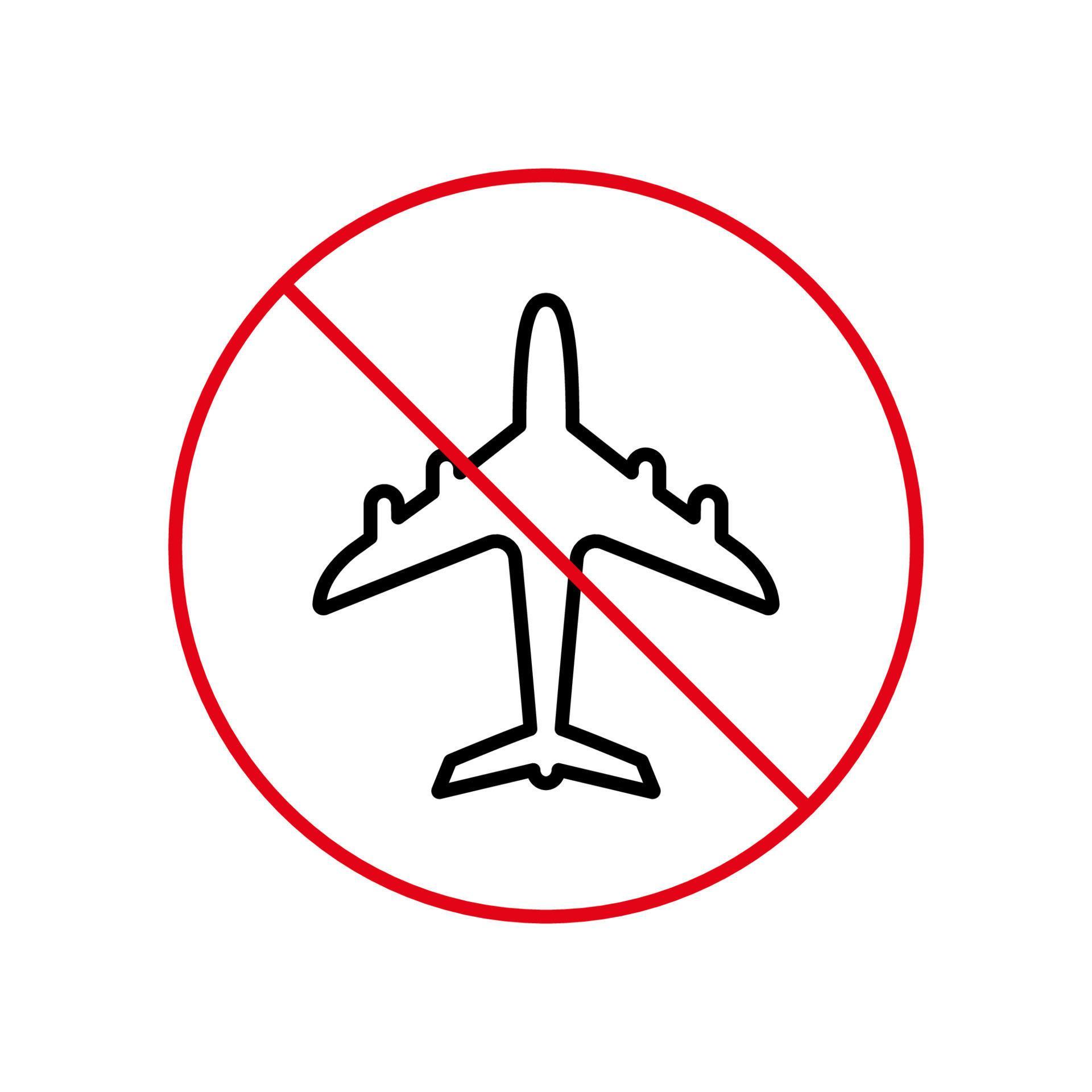 Air Plane Black Line Ban Icon Warning Airplane Forbidden Outline Air Plane Black Line Ban Icon Warning Airplane Forbidden Outline