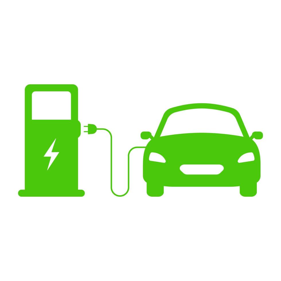 Charge Station for Ecology Hybrid Vehicle Silhouette Icon. Electric Car Charger Glyph Pictogram. Electric Car Recharge Sign. Eco Electro Energy for EV Green Icon. Isolated Vector Illustration.