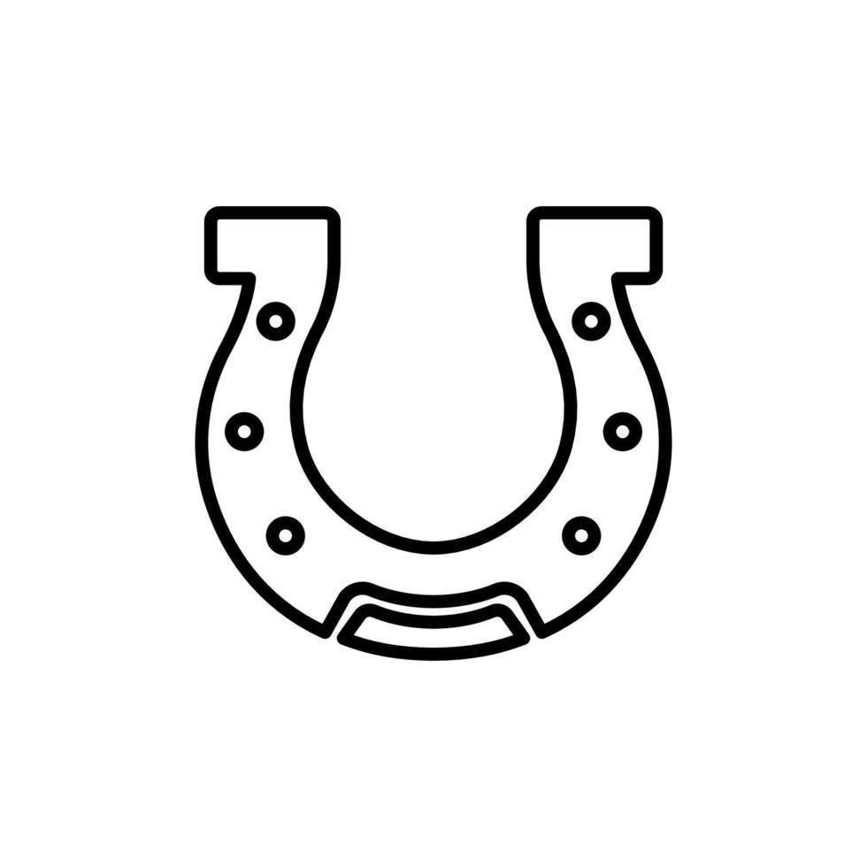 Horse Shoe Hoof Retro Steel Outline Pictogram. Lucky Fortune Flat Symbol. Good Luck Casino Playing Game Gambling Jackpot Talisman Mark. Horseshoe Black Line Icon. Isolated Vector Illustration.