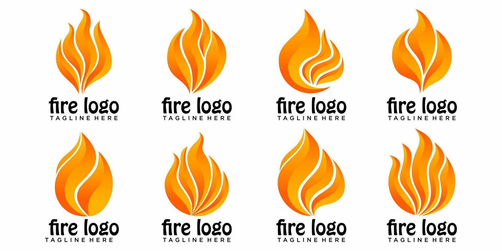 Fire flames, set vector icons