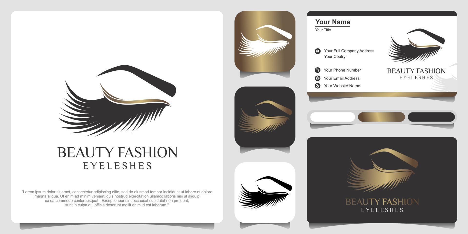 diseño de logotipo de pestañas con tarjeta de visita, concepto moderno creativo vector
