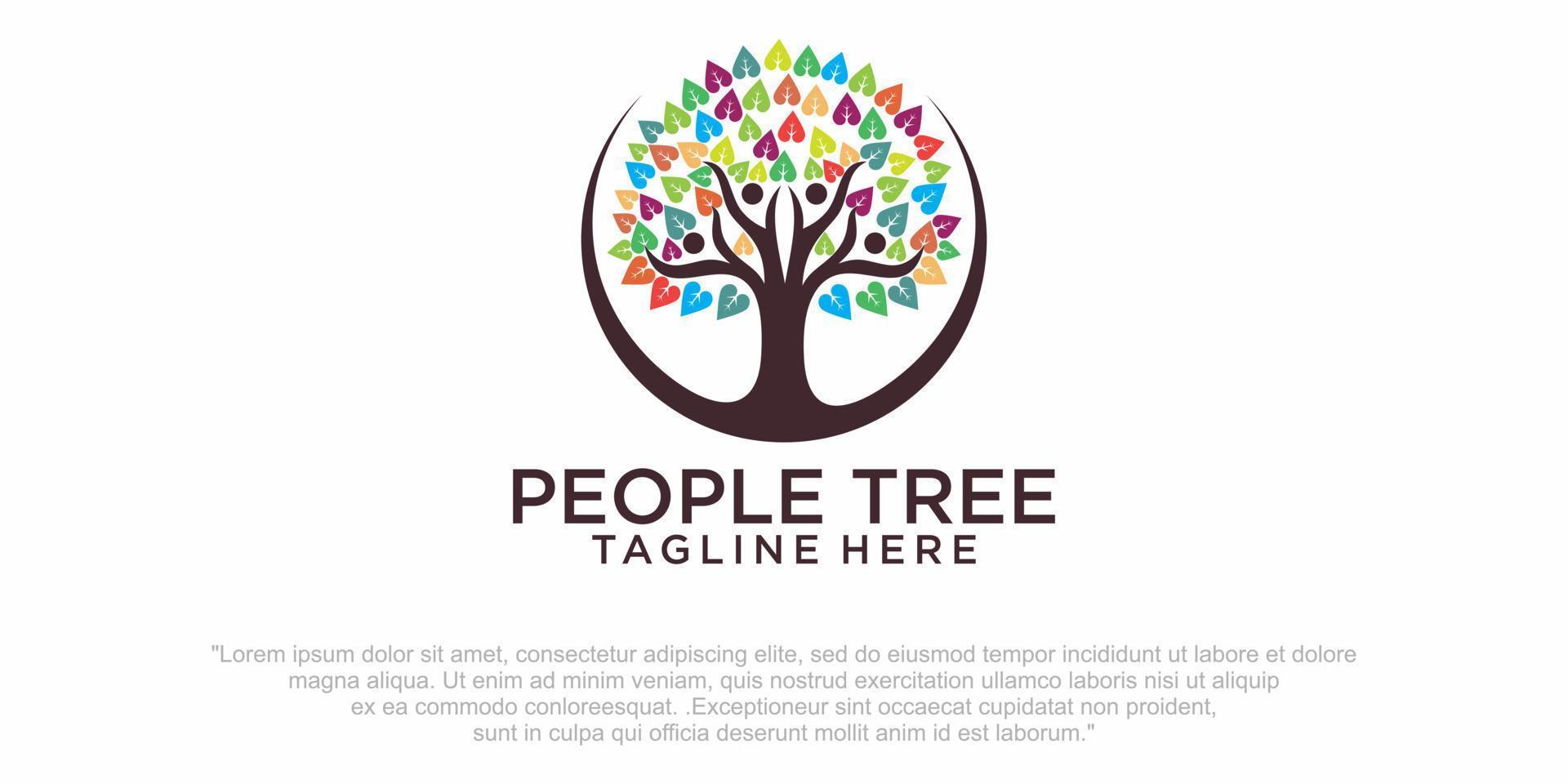 People Tree Concept icon set Logo Design Template vector